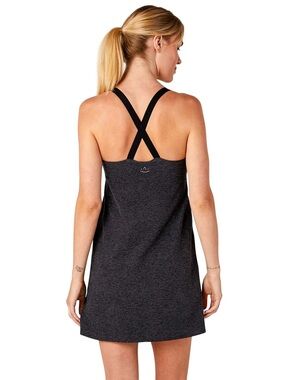 Beyond Yoga Charcoal Heather Active Crossback Dress with Built-In Shorts